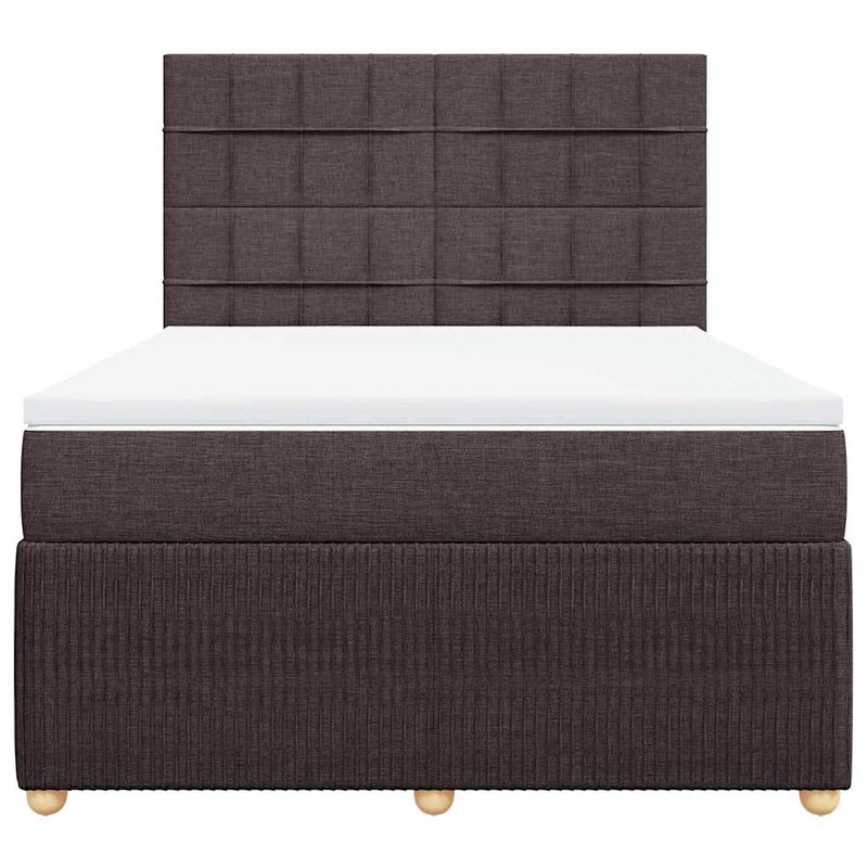 Pat box spring cu saltea, maro închis, 140x200 cm, textil