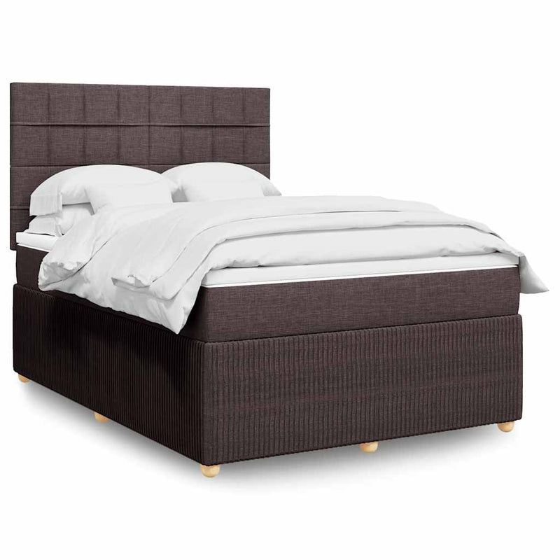 Pat box spring cu saltea, maro închis, 140x200 cm, textil
