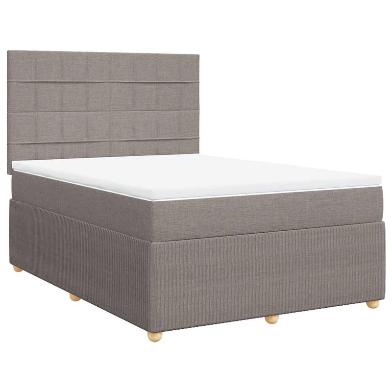 Pat box spring cu saltea, gri taupe, 140x200 cm, textil