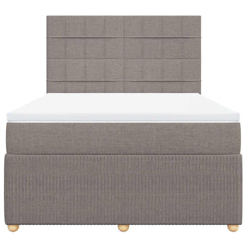 Pat box spring cu saltea, gri taupe, 140x200 cm, textil