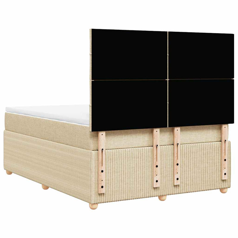 Pat box spring cu saltea, crem, 140x200 cm, textil