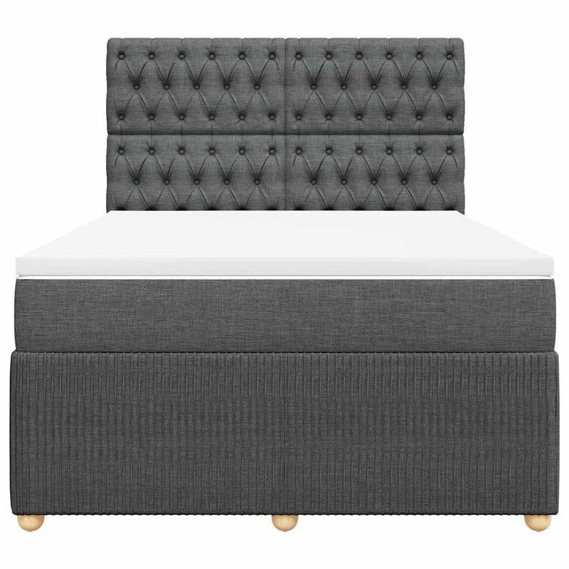 Pat box spring cu saltea, gri închis, 140x190 cm, textil