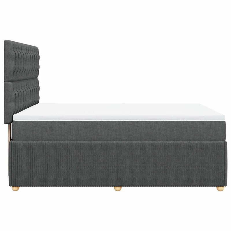 Pat box spring cu saltea, gri închis, 140x190 cm, textil