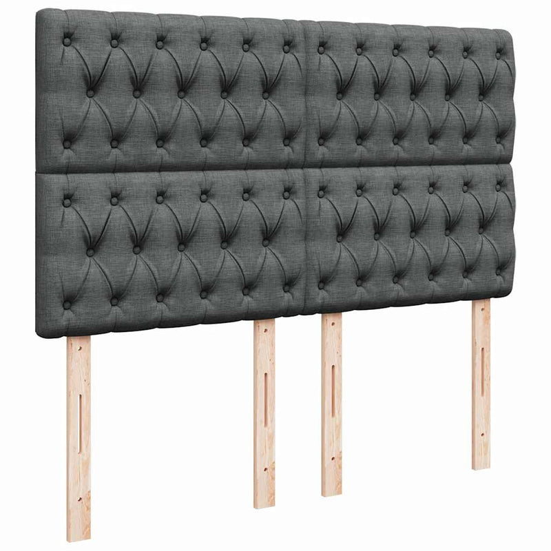 Pat box spring cu saltea, gri închis, 140x190 cm, textil