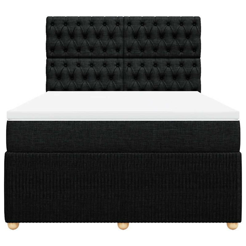 Pat box spring cu saltea, negru, 140x190 cm, textil