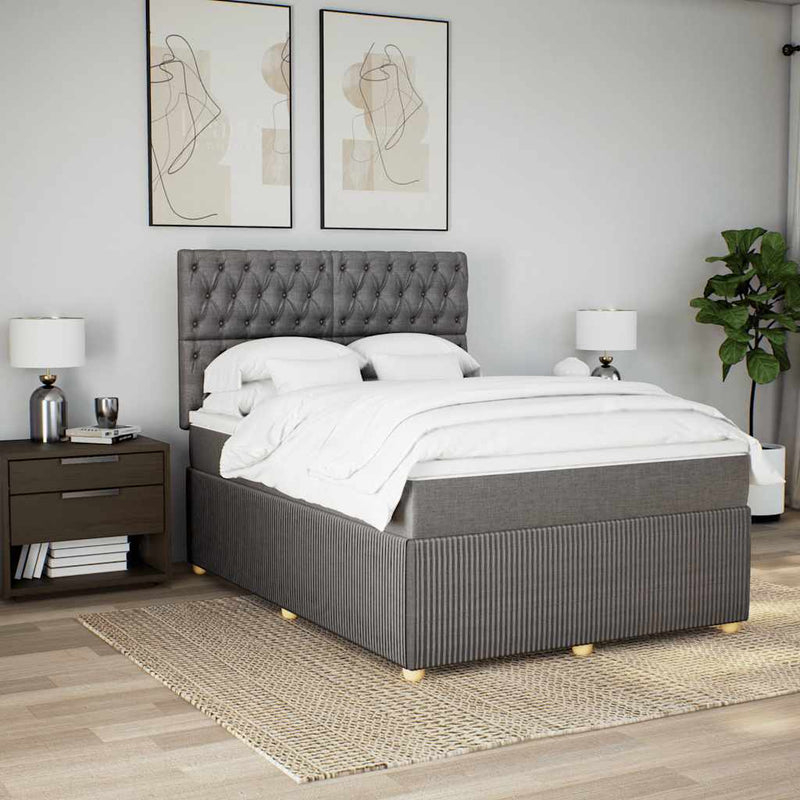 Pat box spring cu saltea, gri taupe, 140x200 cm, textil