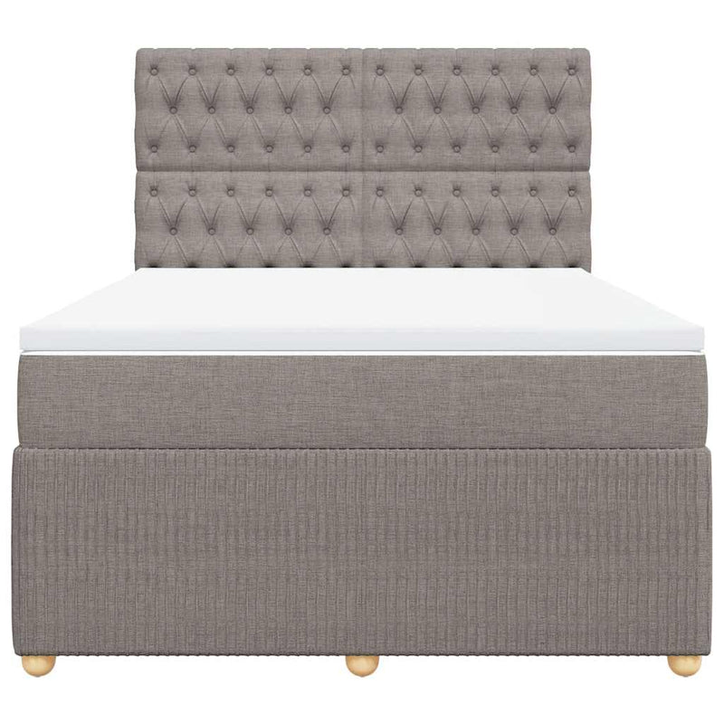 Pat box spring cu saltea, gri taupe, 140x200 cm, textil