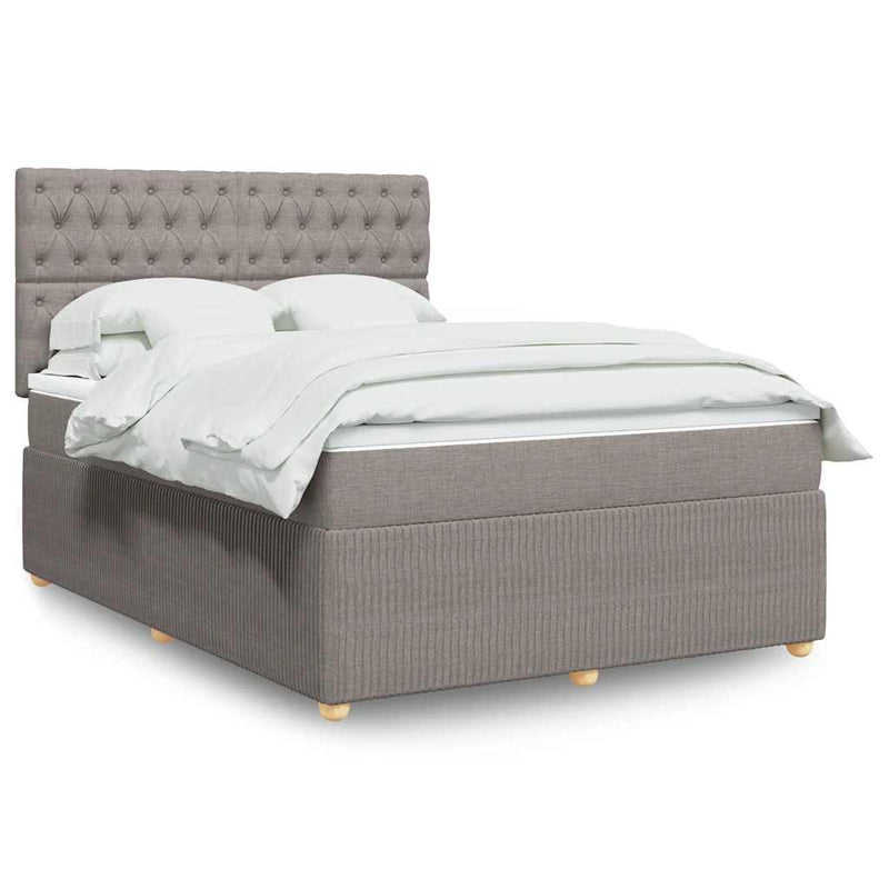 Pat box spring cu saltea, gri taupe, 140x200 cm, textil