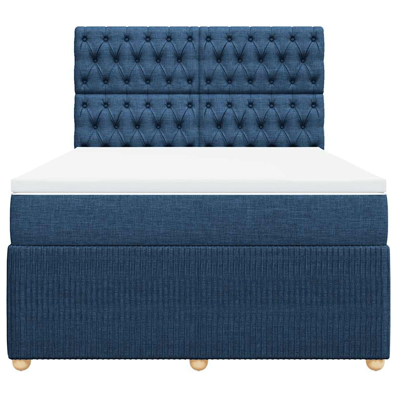 Pat box spring cu saltea, albastru, 140x200 cm, textil