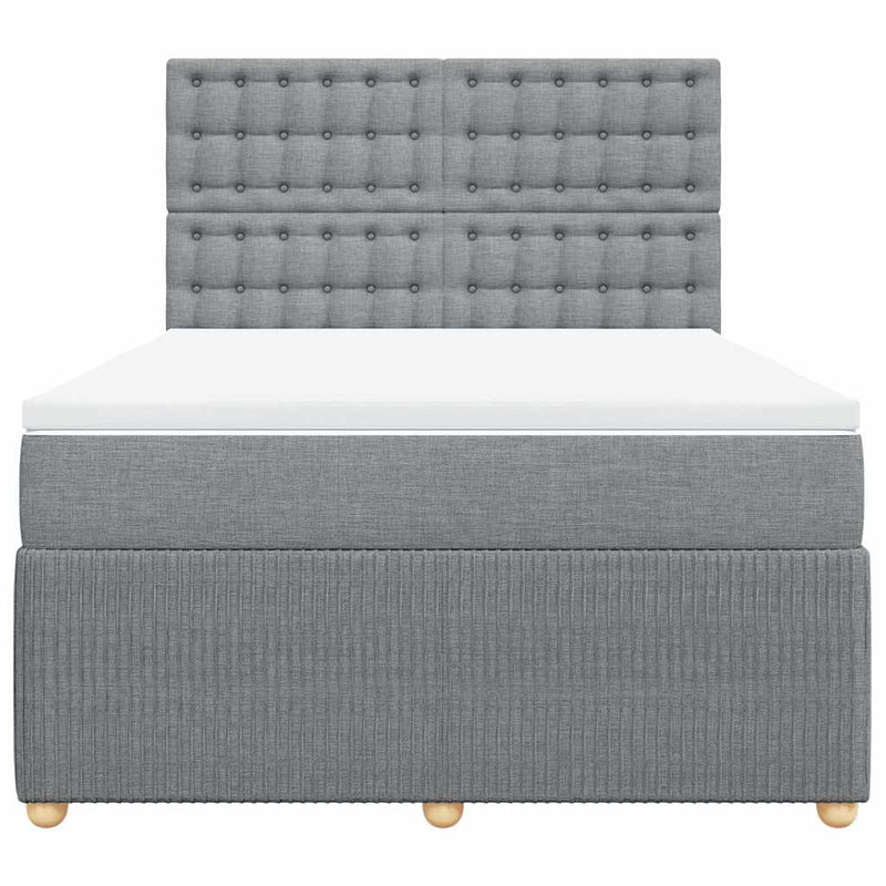 Pat box spring cu saltea, gri deschis, 140x190 cm, textil