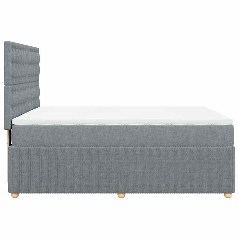 Pat box spring cu saltea, gri deschis, 140x190 cm, textil