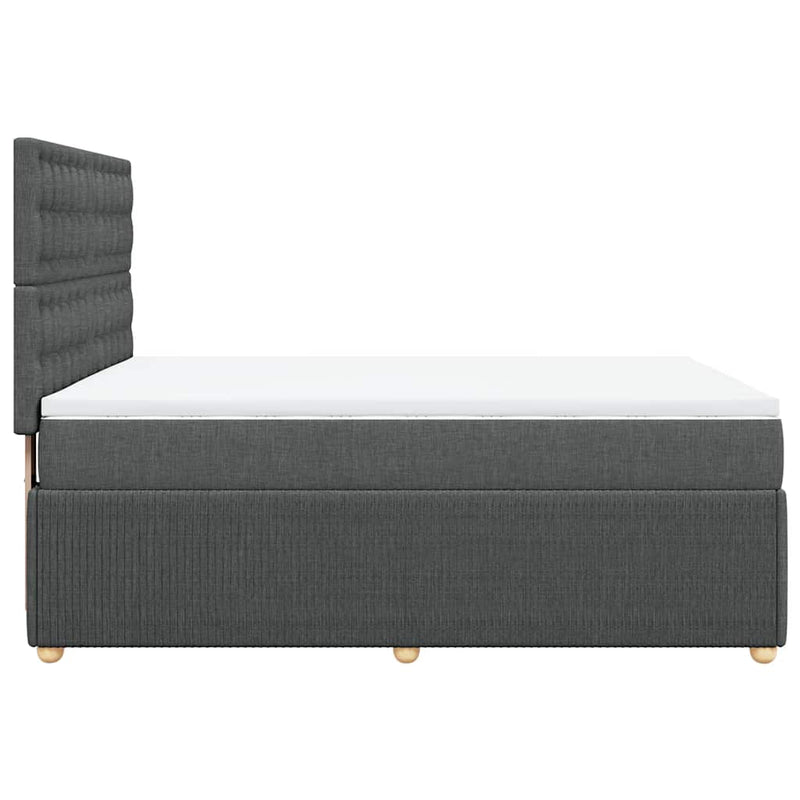 Pat box spring cu saltea, gri închis, 140x190 cm, textil