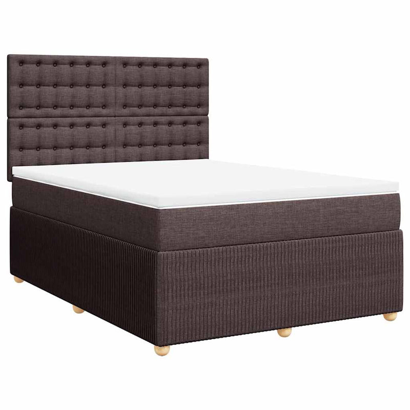 Pat box spring cu saltea, maro închis, 140x200 cm, textil