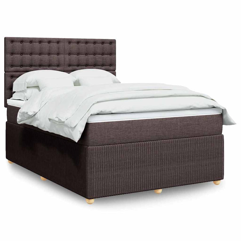 Pat box spring cu saltea, maro închis, 140x200 cm, textil