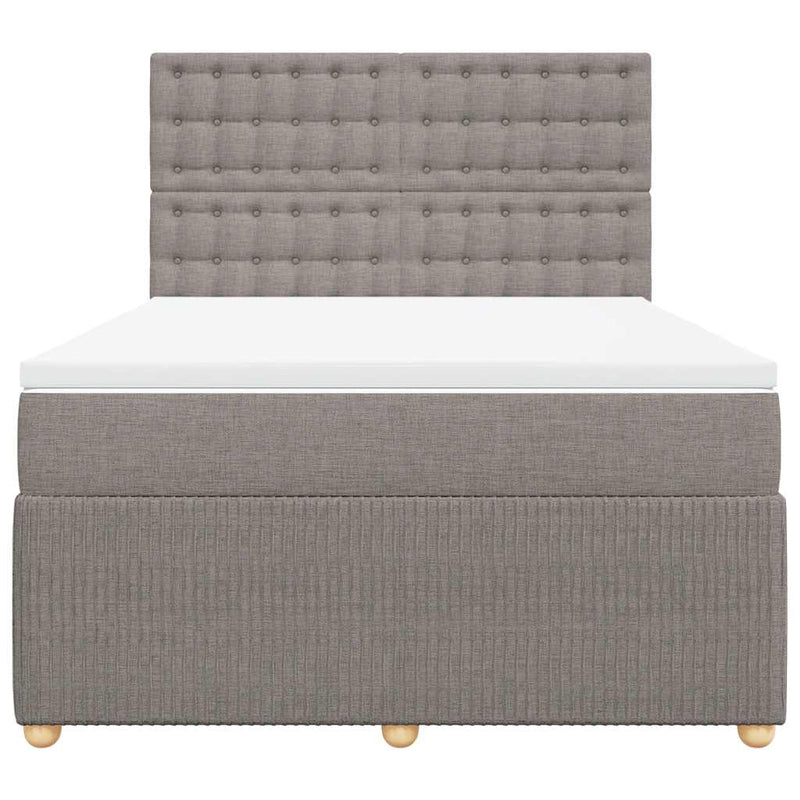 Pat box spring cu saltea, gri taupe, 140x200 cm, textil