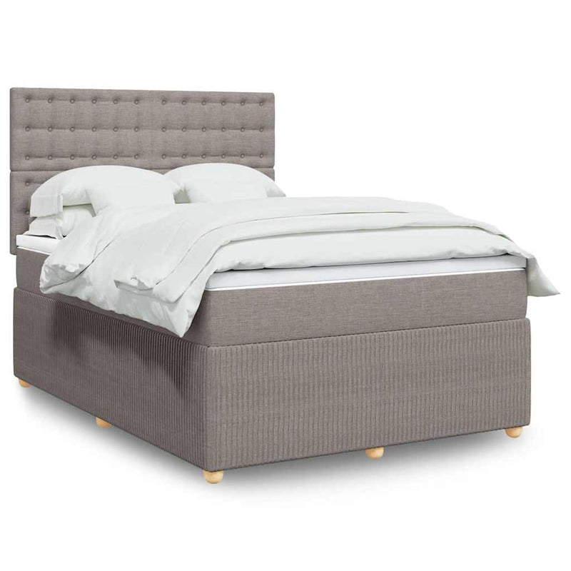 Pat box spring cu saltea, gri taupe, 140x200 cm, textil