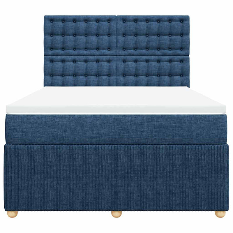 Pat box spring cu saltea, albastru, 140x200 cm, textil