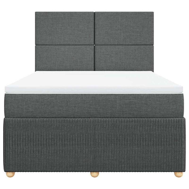 Pat box spring cu saltea, gri închis, 140x200 cm, textil