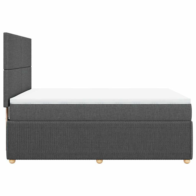 Pat box spring cu saltea, gri închis, 140x200 cm, textil