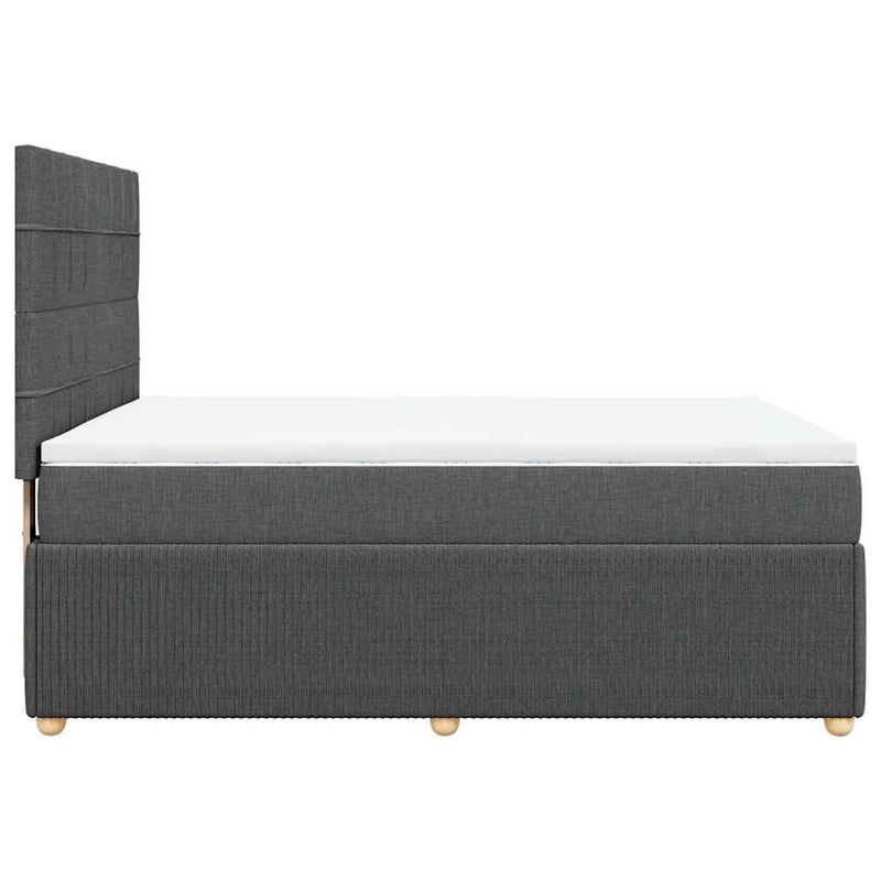 Pat box spring cu saltea, gri închis, 140x200 cm, textil