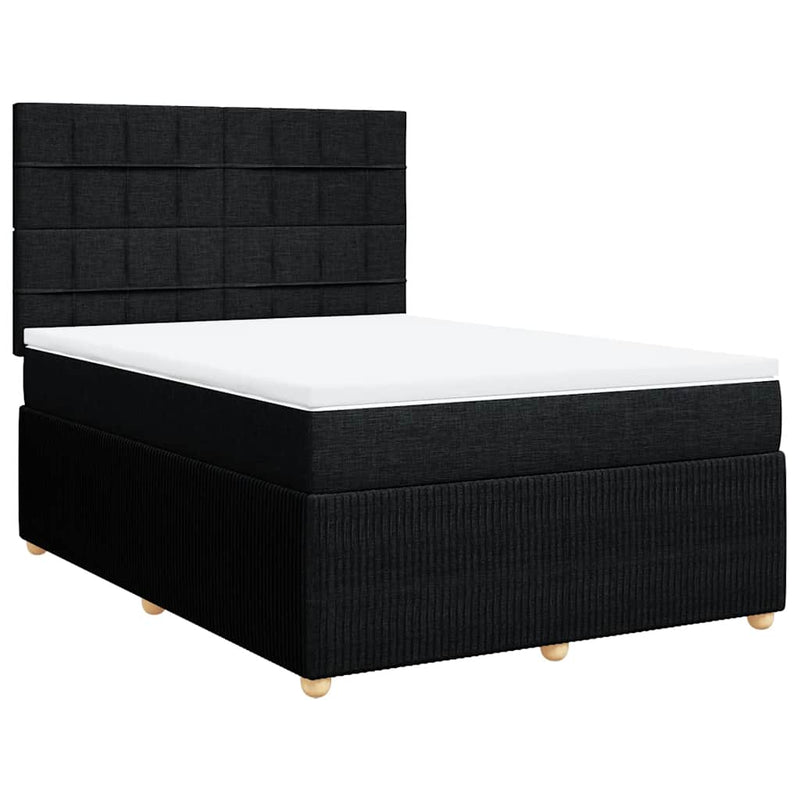 Pat box spring cu saltea, negru, 140x200 cm, textil