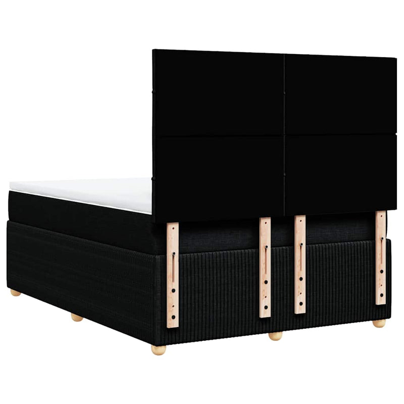 Pat box spring cu saltea, negru, 140x200 cm, textil