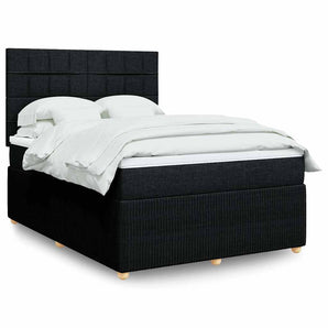 Pat box spring cu saltea, negru, 140x200 cm, textil
