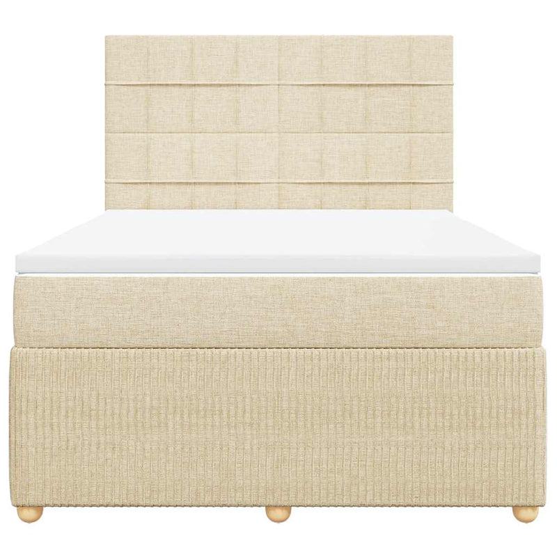 Pat continental cu saltea, crem, 140x200 cm, material textil