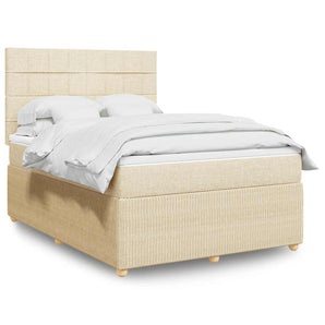 Pat continental cu saltea, crem, 140x200 cm, material textil