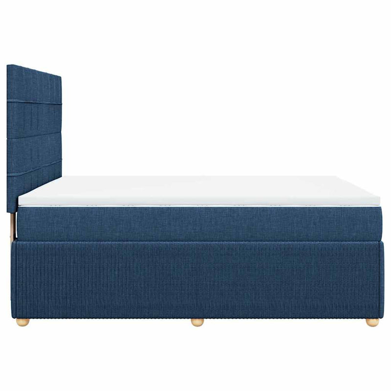Pat continental cu saltea, albastru, 140x200cm, material textil