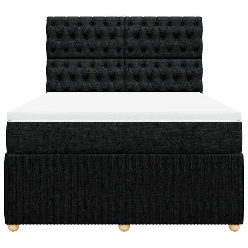 Pat box spring cu saltea, negru, 140x200 cm, textil