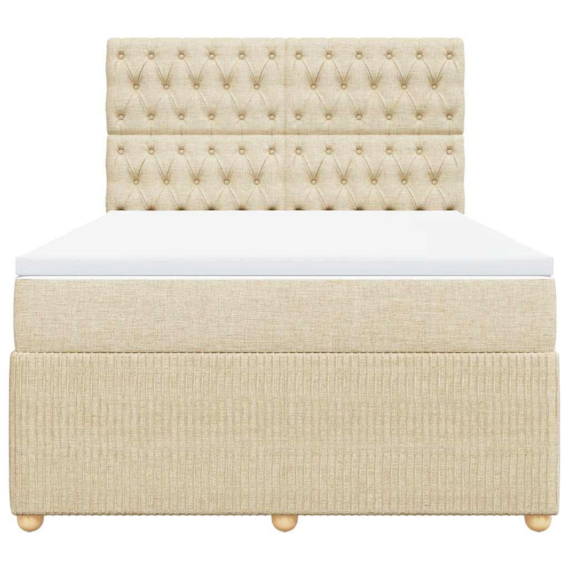 Pat continental cu saltea, crem, 140x200 cm, material textil