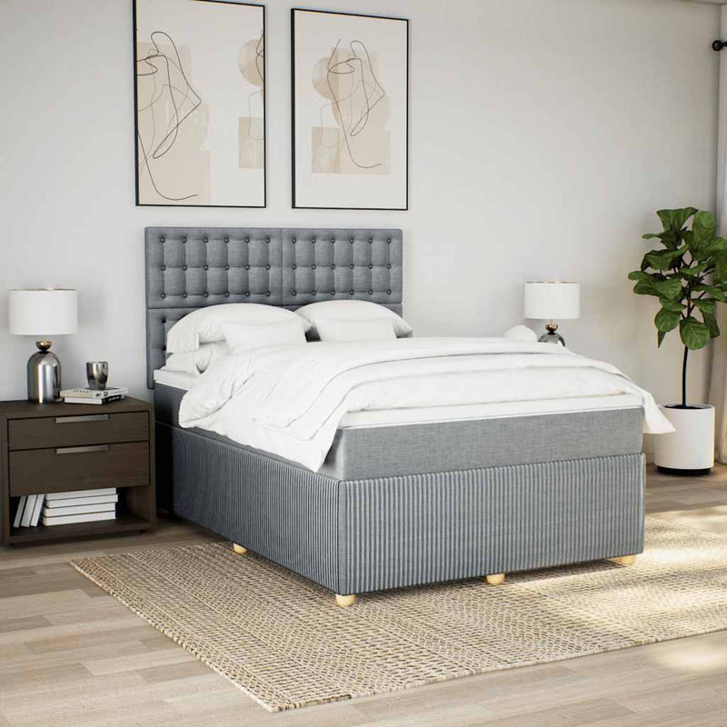 Pat continental, gri deschis, 140x200 cm, material textil