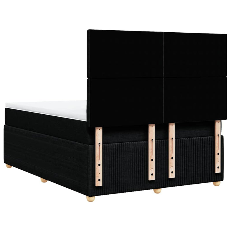 Pat box spring cu saltea, negru, 140x200 cm, textil