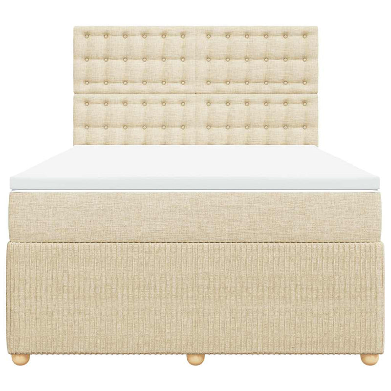 Pat continental cu saltea, crem, 140x200 cm, material textil