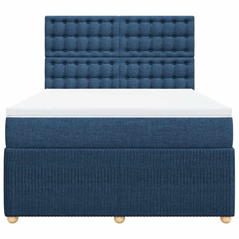 Pat continental cu saltea, albastru, 140x200cm, material textil