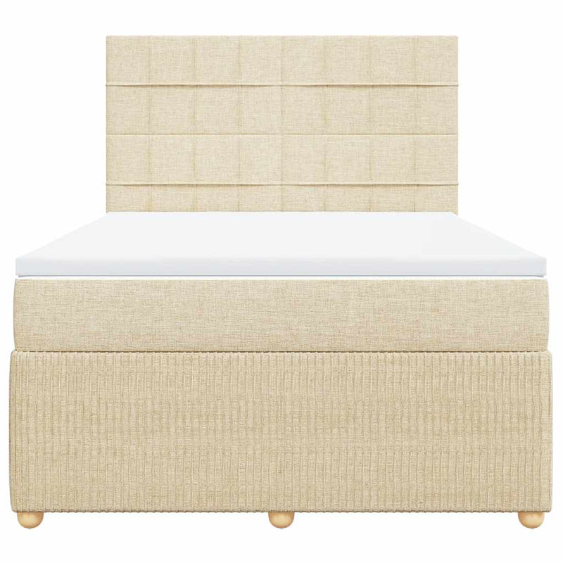 Pat box spring cu saltea, crem, 160x200 cm, material textil
