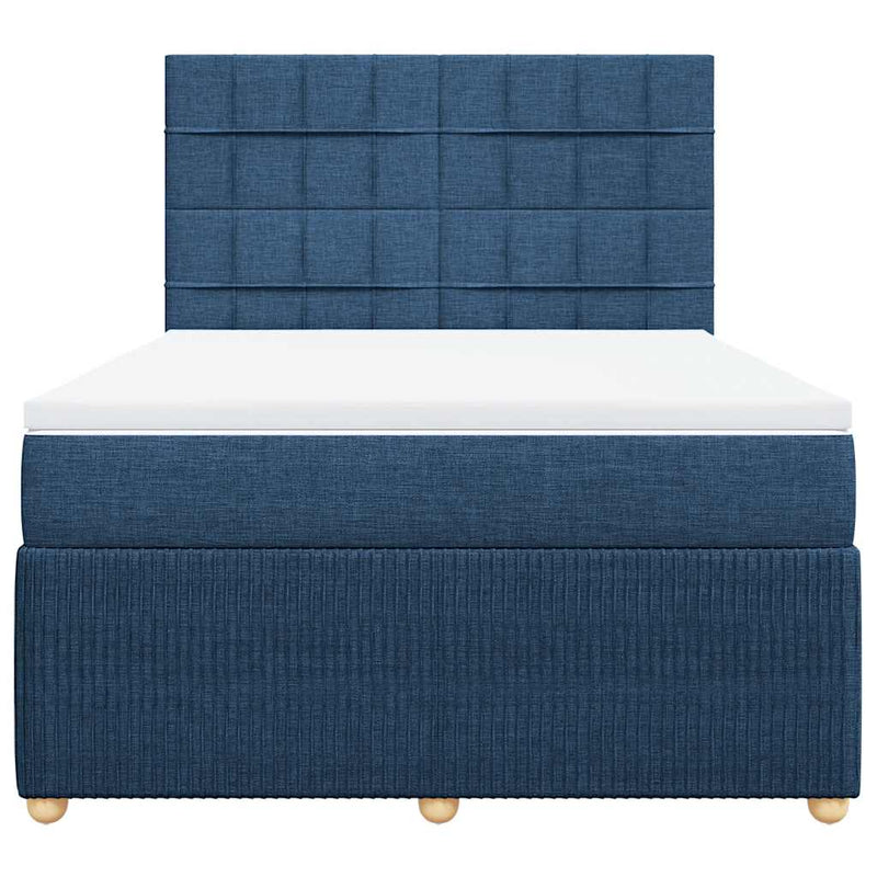 Pat continental cu saltea, albastru, 160x200cm, material textil
