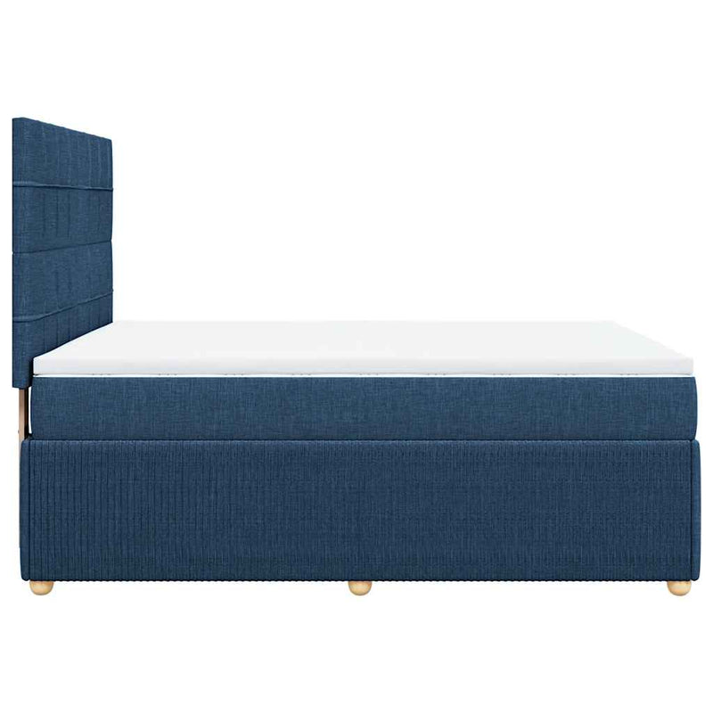 Pat continental cu saltea, albastru, 160x200cm, material textil