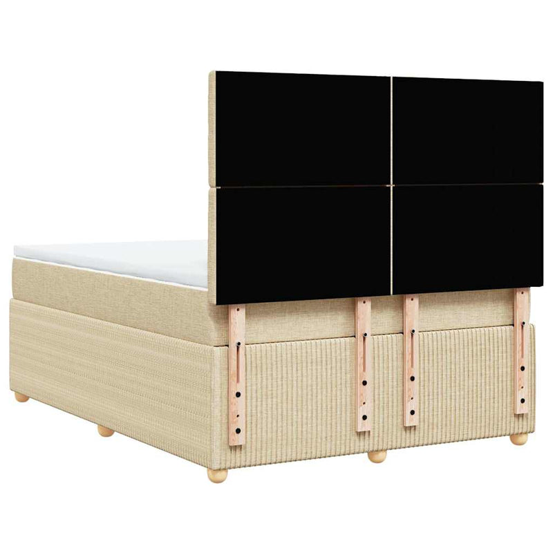 Pat box spring cu saltea, crem, 160x200 cm, material textil