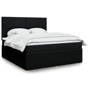 Pat box spring cu saltea, negru, 180x200 cm, catifea