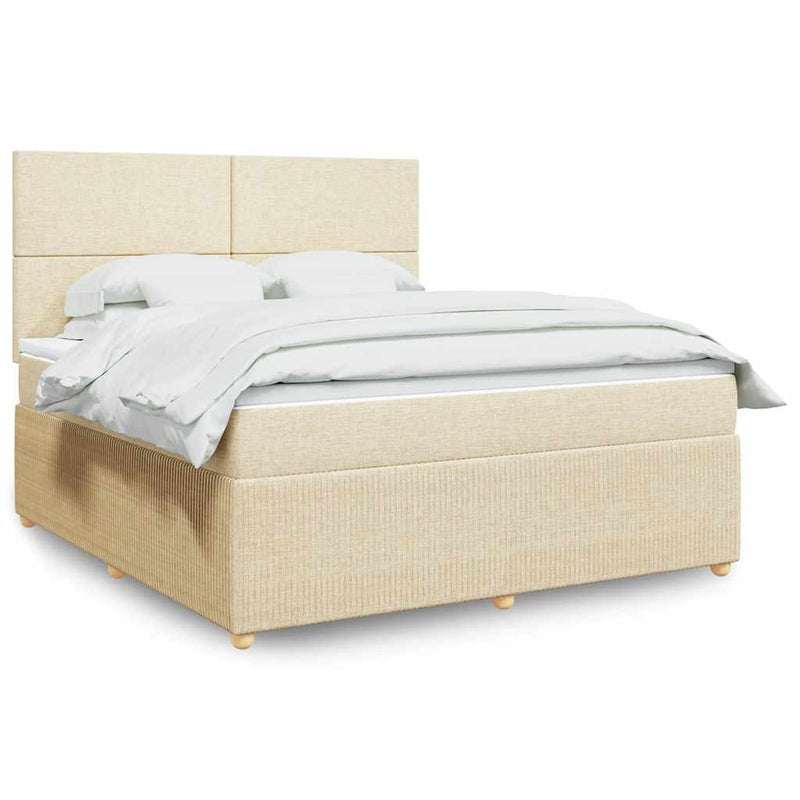 Pat continental cu saltea, crem, 180x200 cm, textil