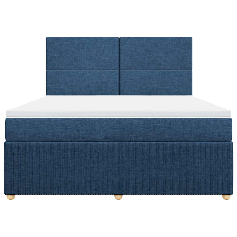 Pat box spring cu saltea, albastru, 180x200 cm, material textil