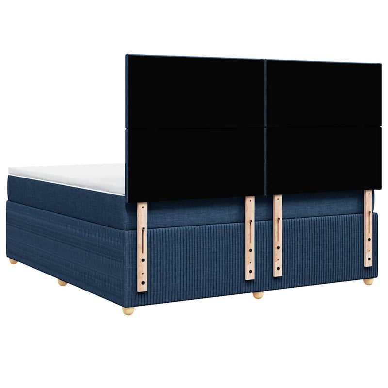 Pat box spring cu saltea, albastru, 180x200 cm, material textil