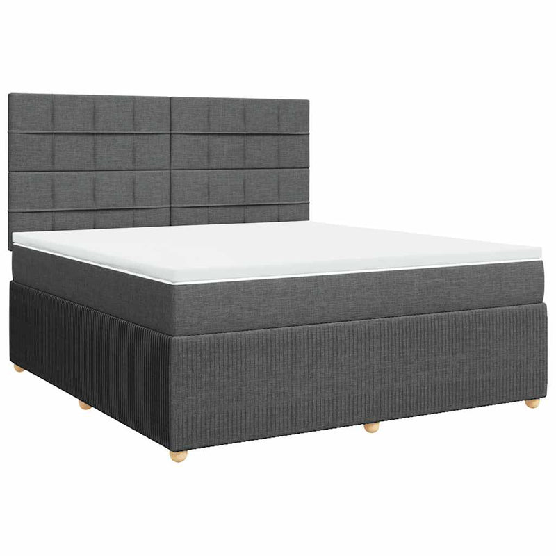 Pat box spring cu saltea, gri închis, 180x200 cm, textil