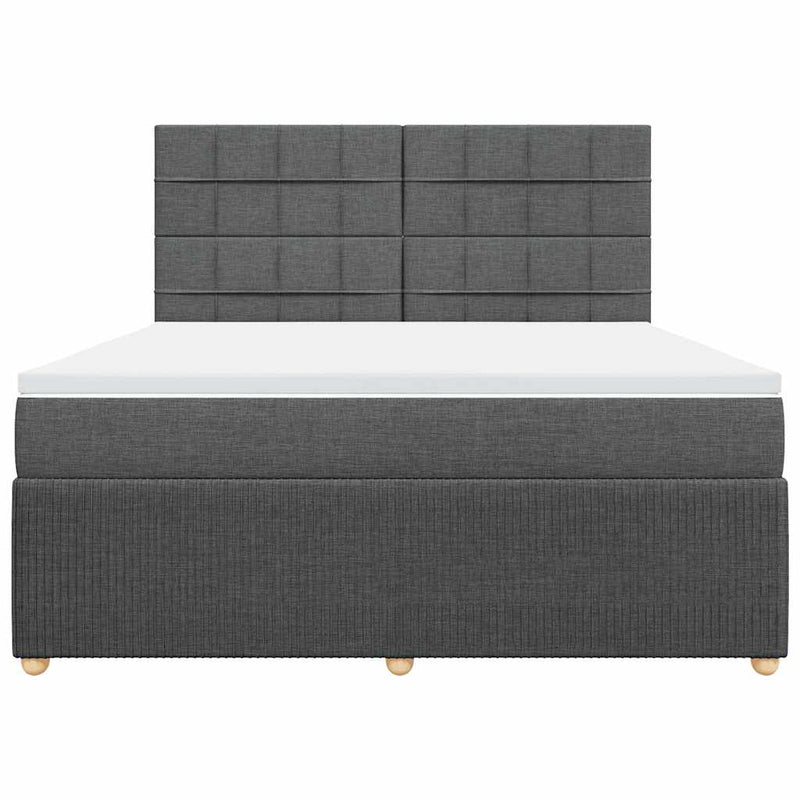 Pat box spring cu saltea, gri închis, 180x200 cm, textil