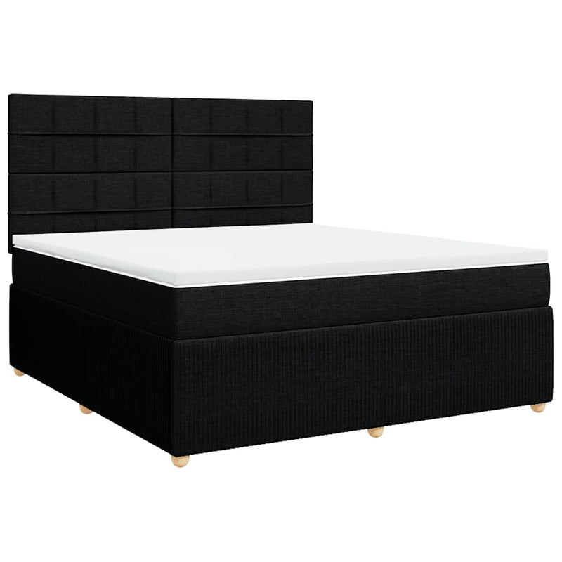 Pat box spring cu saltea, negru, 180x200 cm, catifea