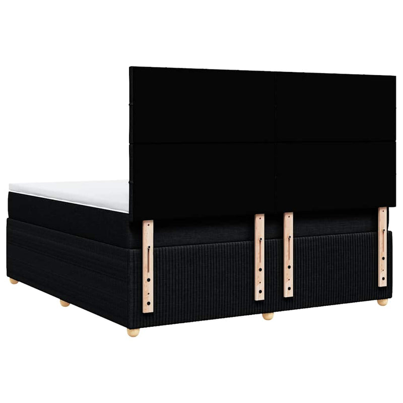 Pat box spring cu saltea, negru, 180x200 cm, catifea