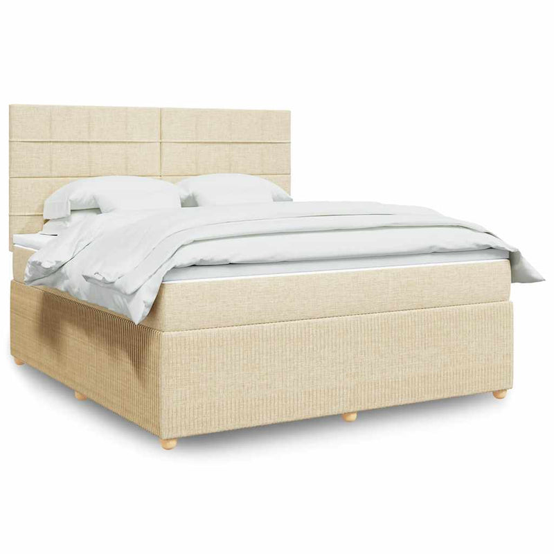 Pat continental cu saltea, crem, 180x200 cm, textil