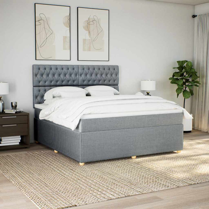 Pat continental, gri deschis, 180x200 cm, material textil